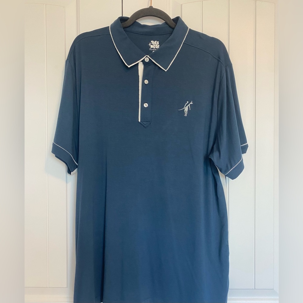 Toes On The Nose Navy Blue Trail To Sea Lightweight Polo Shirt